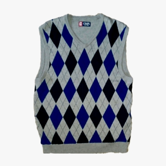 Chaps Gray Argyle Sweater Vest - Picture 2 of 5